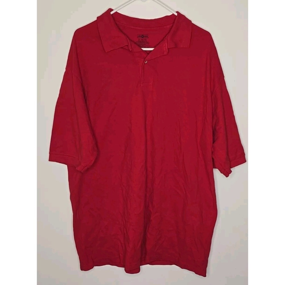 Jerzees Mens Red Short Sleeve Polo T-Shirt Size XL